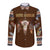 Native Skull Christmas Design Long Sleeve Button Shirt Xmas Holiday Patterns - Wonder Print Shop