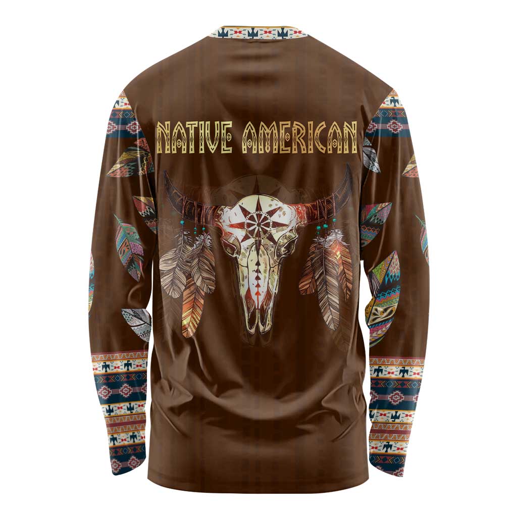 Native Skull Christmas Design Long Sleeve Shirt Xmas Holiday Patterns - Wonder Print Shop
