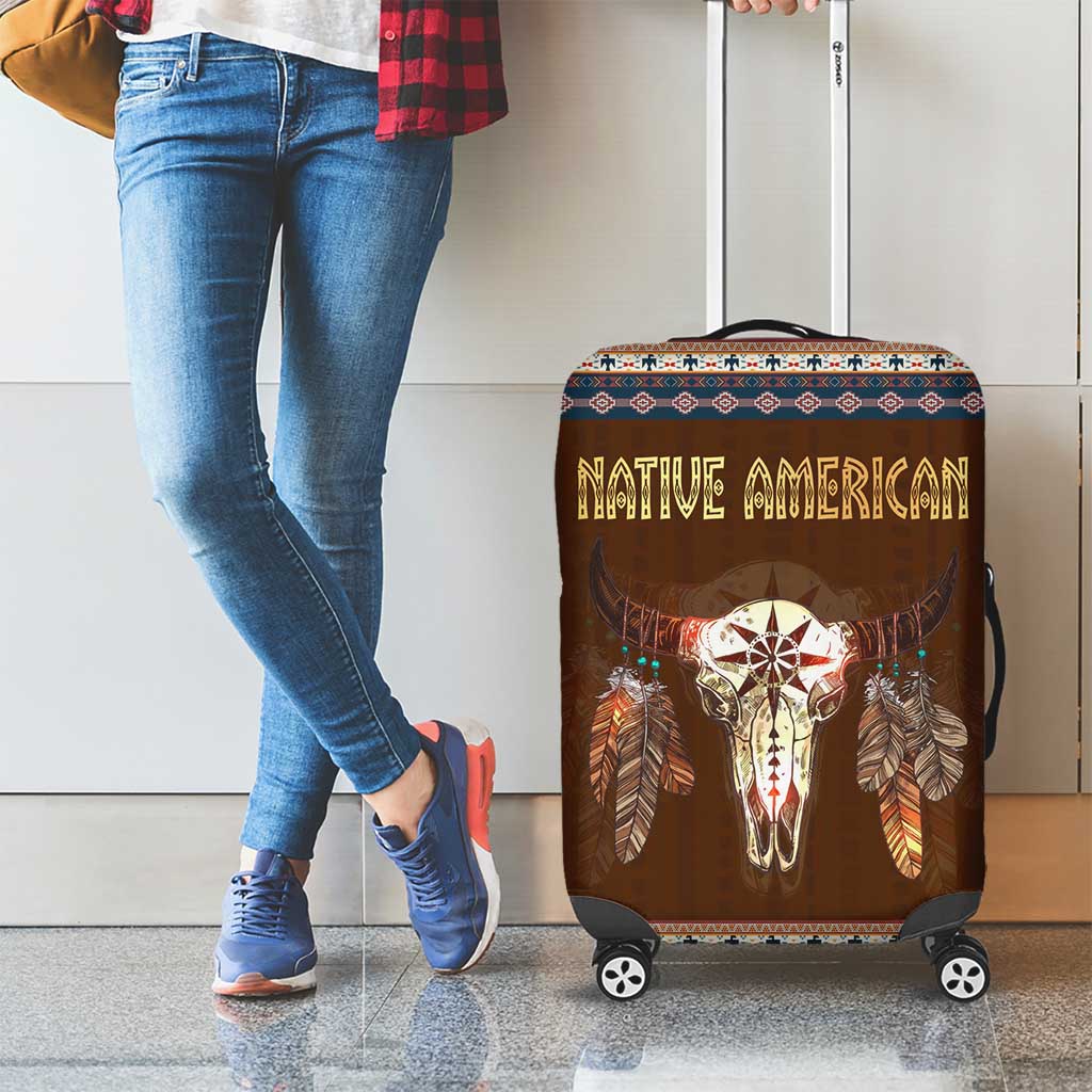 Native Skull Christmas Design Luggage Cover Xmas Holiday Patterns - Wonder Print Shop