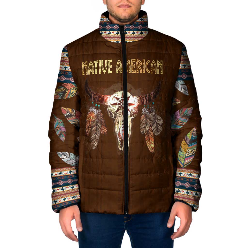 Native Skull Christmas Design Padded Jacket Xmas Holiday Patterns - Wonder Print Shop