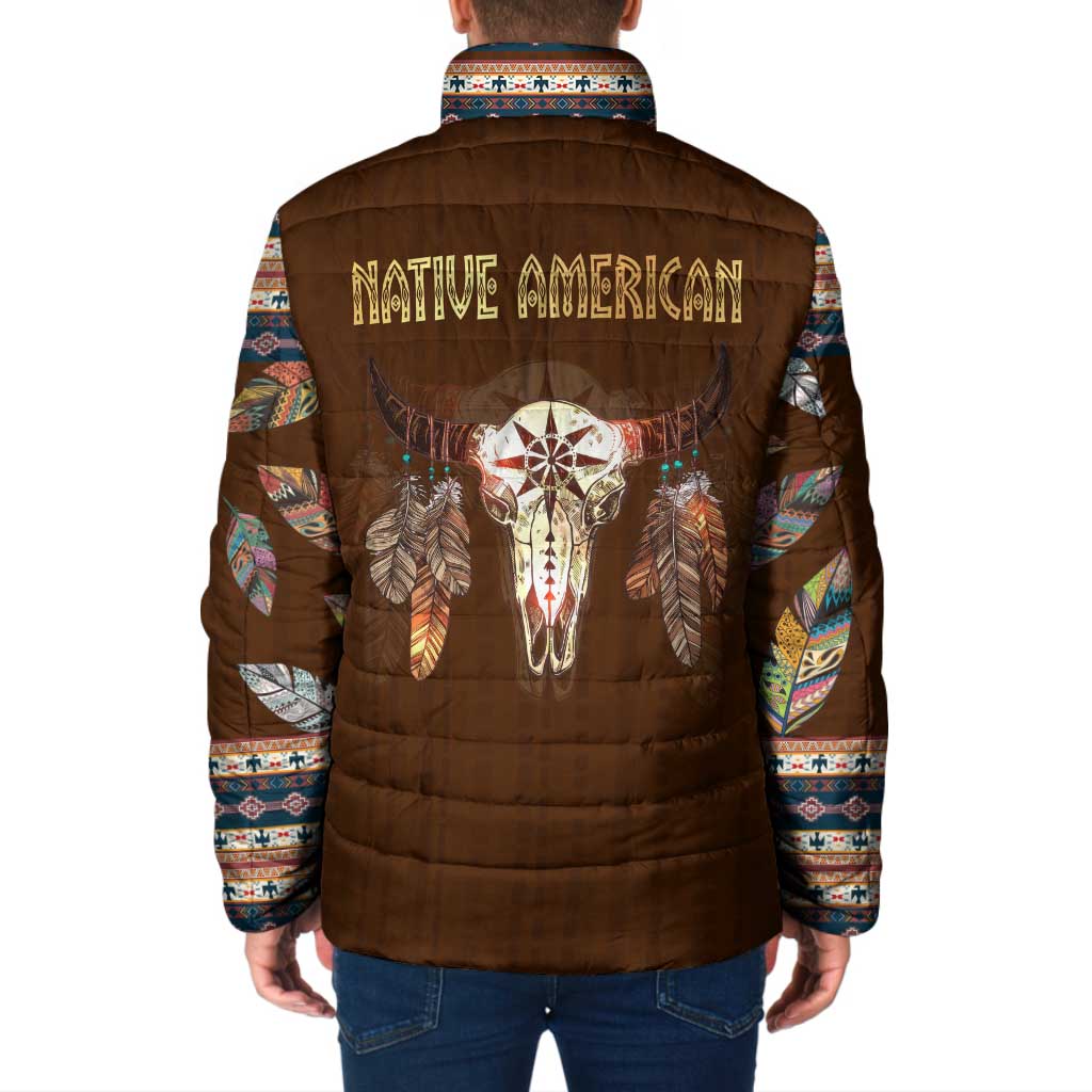 Native Skull Christmas Design Padded Jacket Xmas Holiday Patterns - Wonder Print Shop