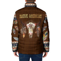 Native Skull Christmas Design Padded Jacket Xmas Holiday Patterns - Wonder Print Shop