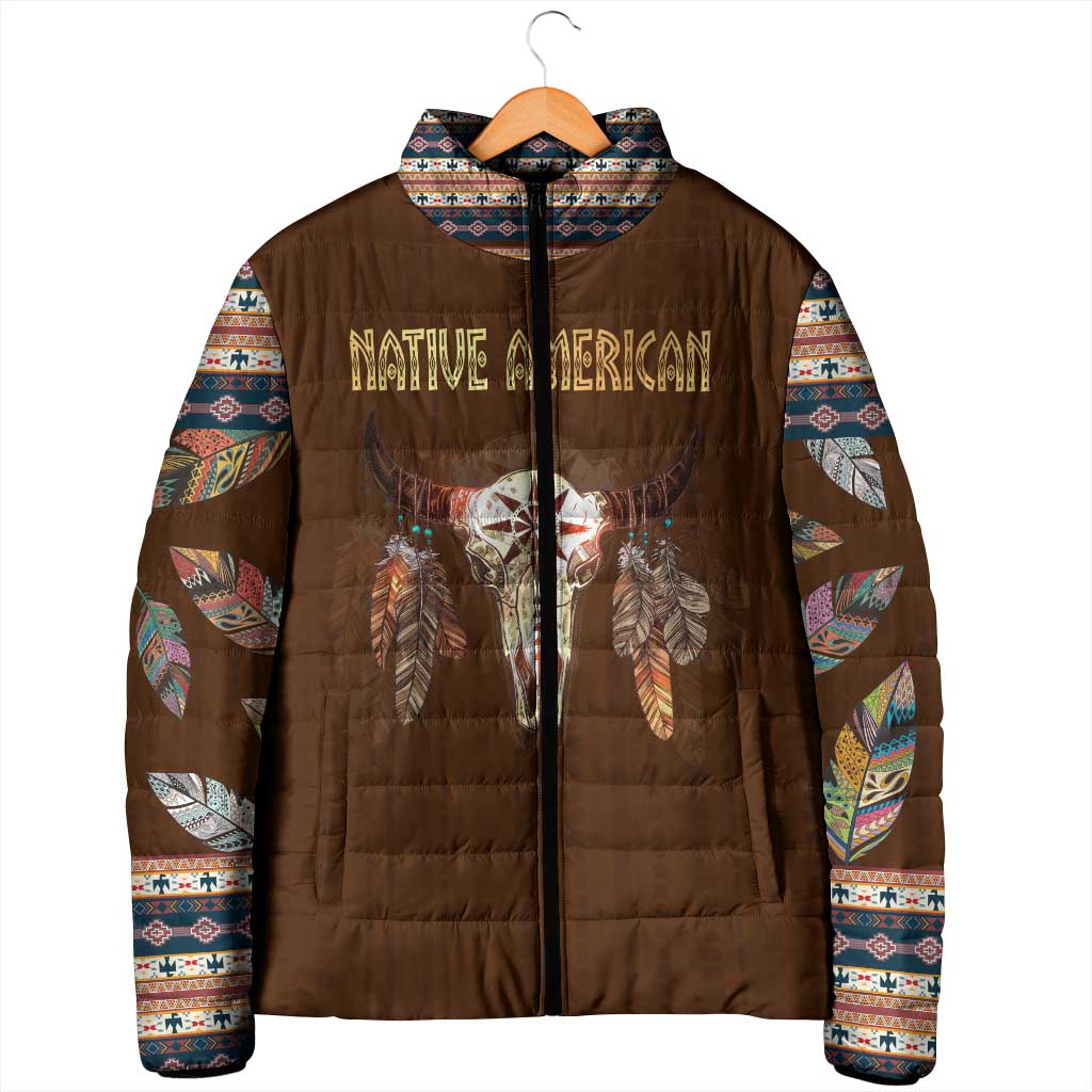 Native Skull Christmas Design Padded Jacket Xmas Holiday Patterns - Wonder Print Shop
