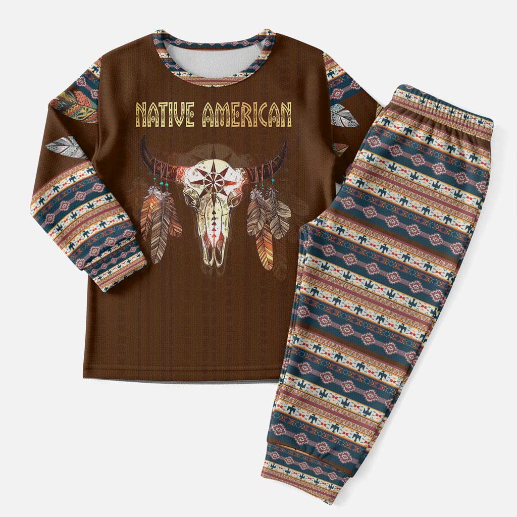 Native Skull Christmas Design Christmas Pajama Set Xmas Holiday Patterns - Wonder Print Shop