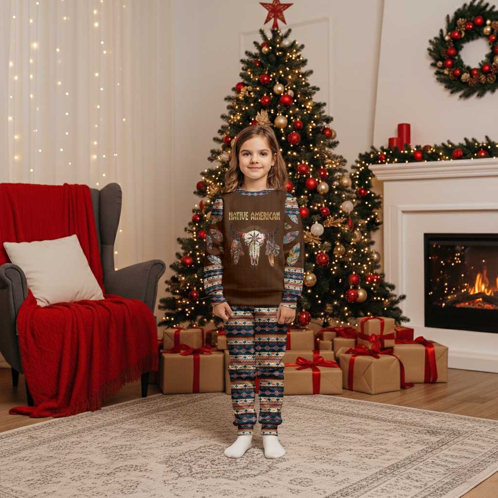 Native Skull Christmas Design Christmas Pajama Set Xmas Holiday Patterns - Wonder Print Shop