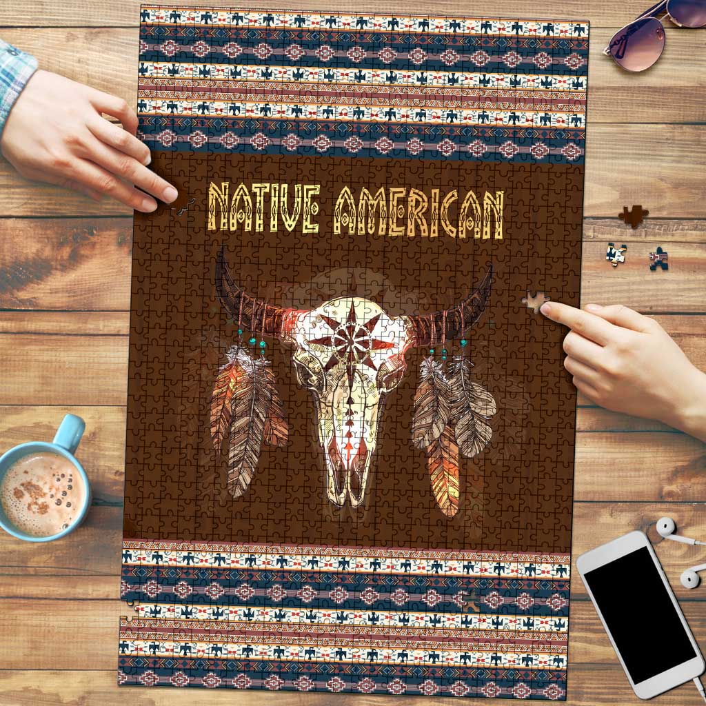 Native Skull Christmas Design Puzzle Xmas Holiday Patterns - Wonder Print Shop
