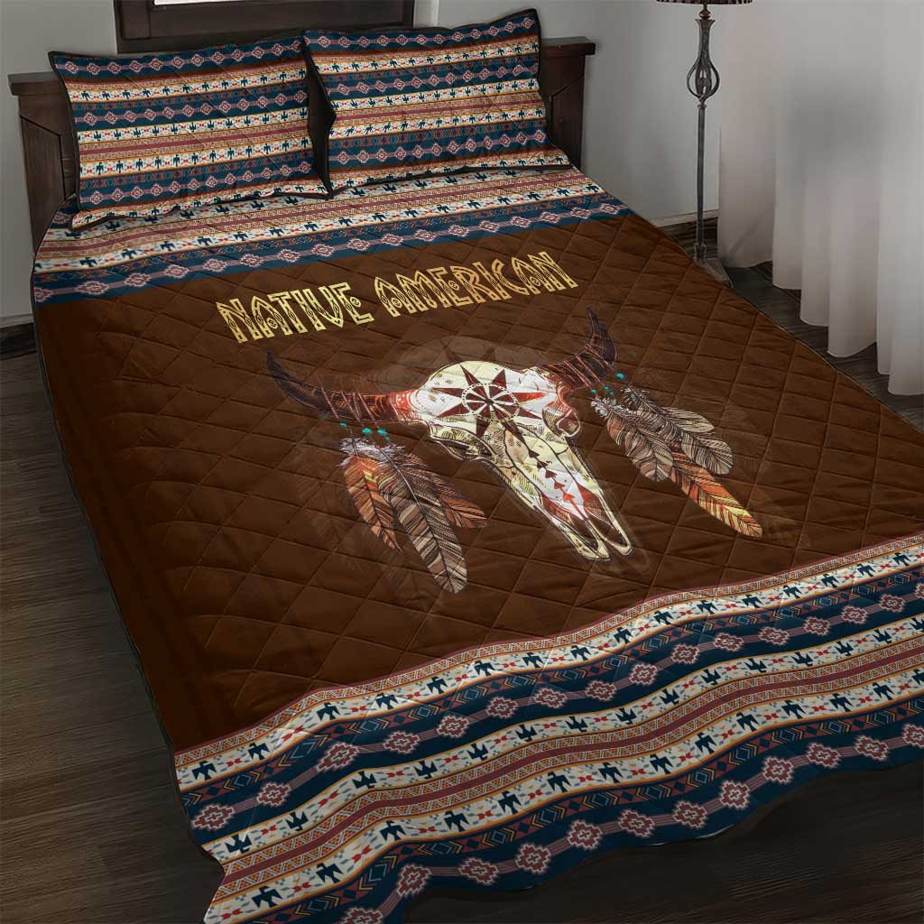 Native Skull Christmas Design Quilt Bed Set Xmas Holiday Patterns - Wonder Print Shop
