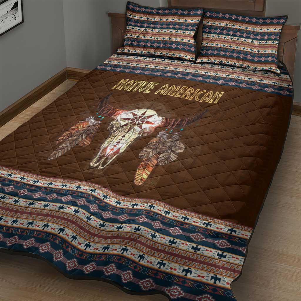 Native Skull Christmas Design Quilt Bed Set Xmas Holiday Patterns - Wonder Print Shop