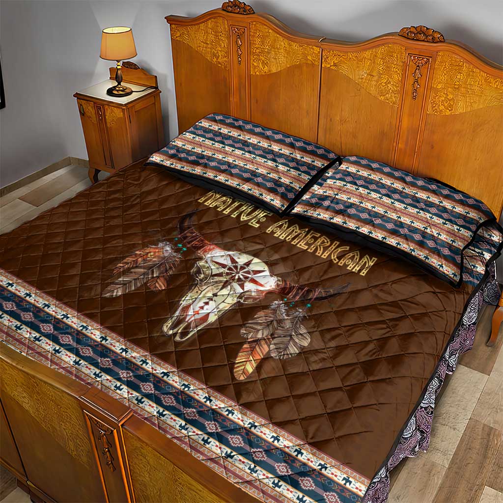 Native Skull Christmas Design Quilt Bed Set Xmas Holiday Patterns - Wonder Print Shop