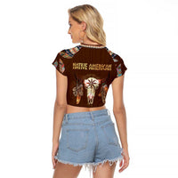 Native Skull Christmas Design Raglan Cropped T Shirt Xmas Holiday Patterns - Wonder Print Shop