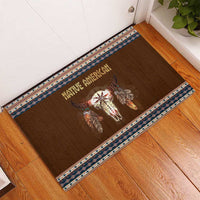 Native Skull Christmas Design Rubber Doormat Xmas Holiday Patterns - Wonder Print Shop