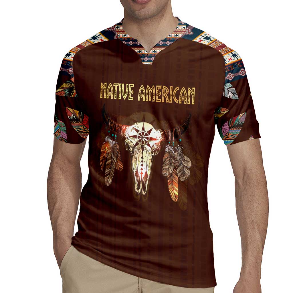 Native Skull Christmas Design Rugby Jersey Xmas Holiday Patterns - Wonder Print Shop