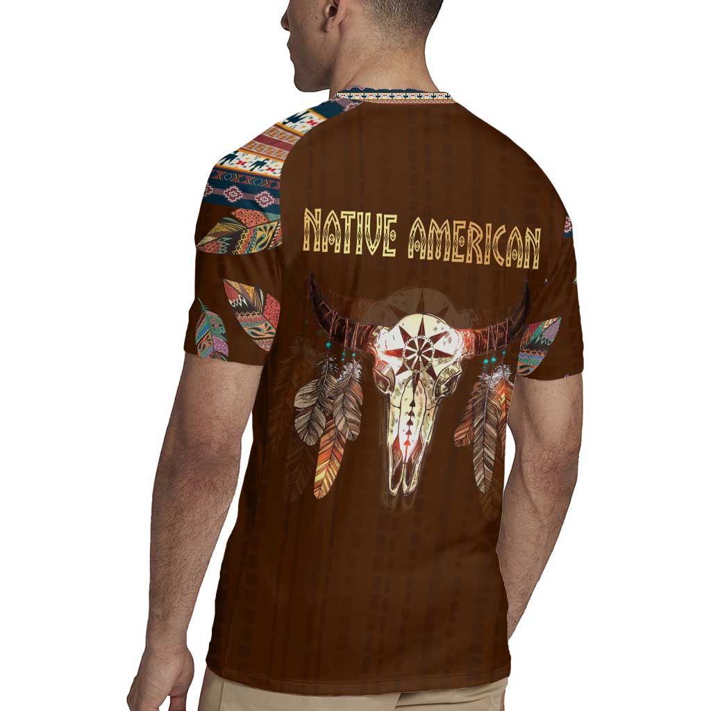 Native Skull Christmas Design Rugby Jersey Xmas Holiday Patterns - Wonder Print Shop