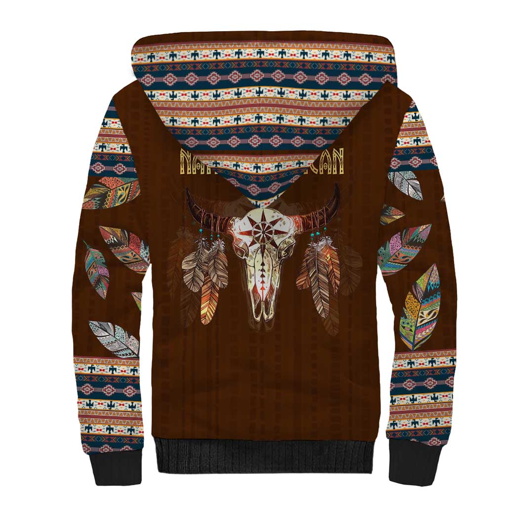 Native Skull Christmas Design Sherpa Hoodie Xmas Holiday Patterns - Wonder Print Shop