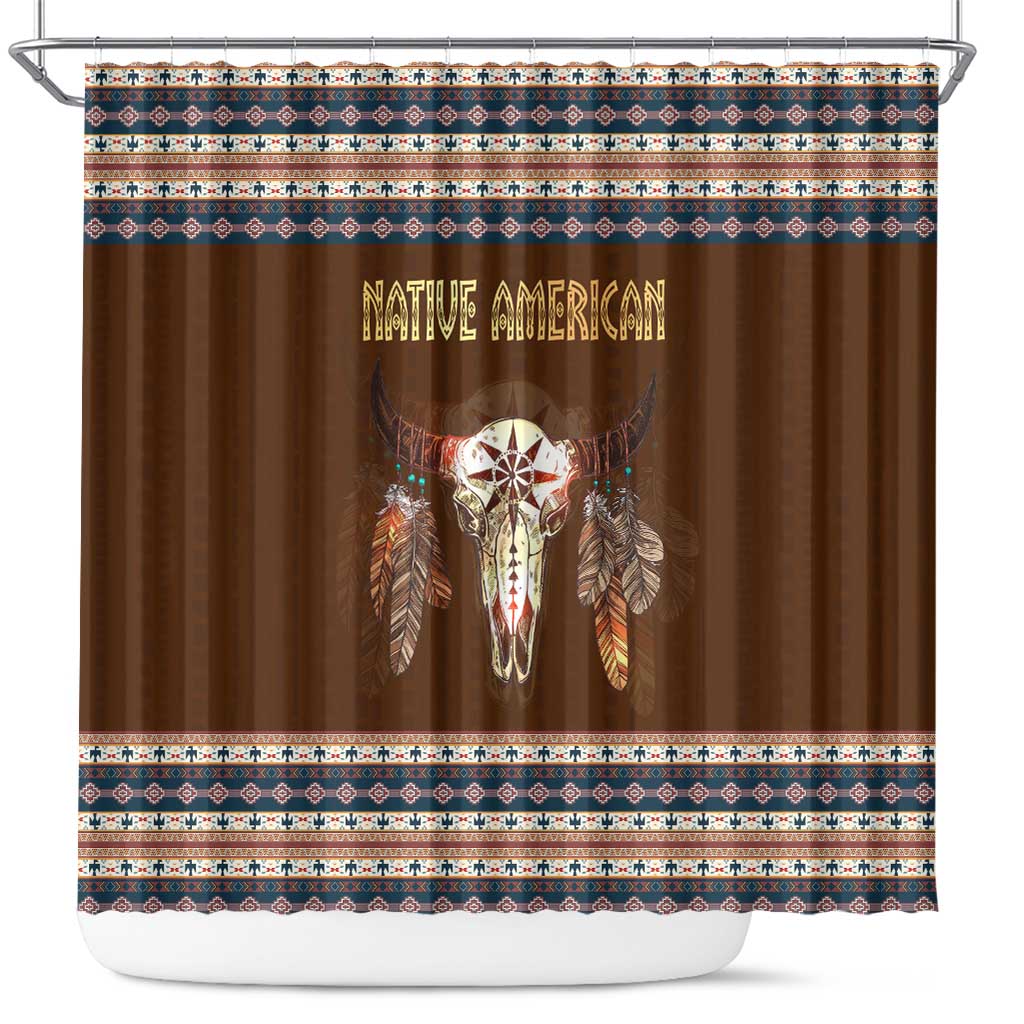 Native Skull Christmas Design Shower Curtain Xmas Holiday Patterns - Wonder Print Shop