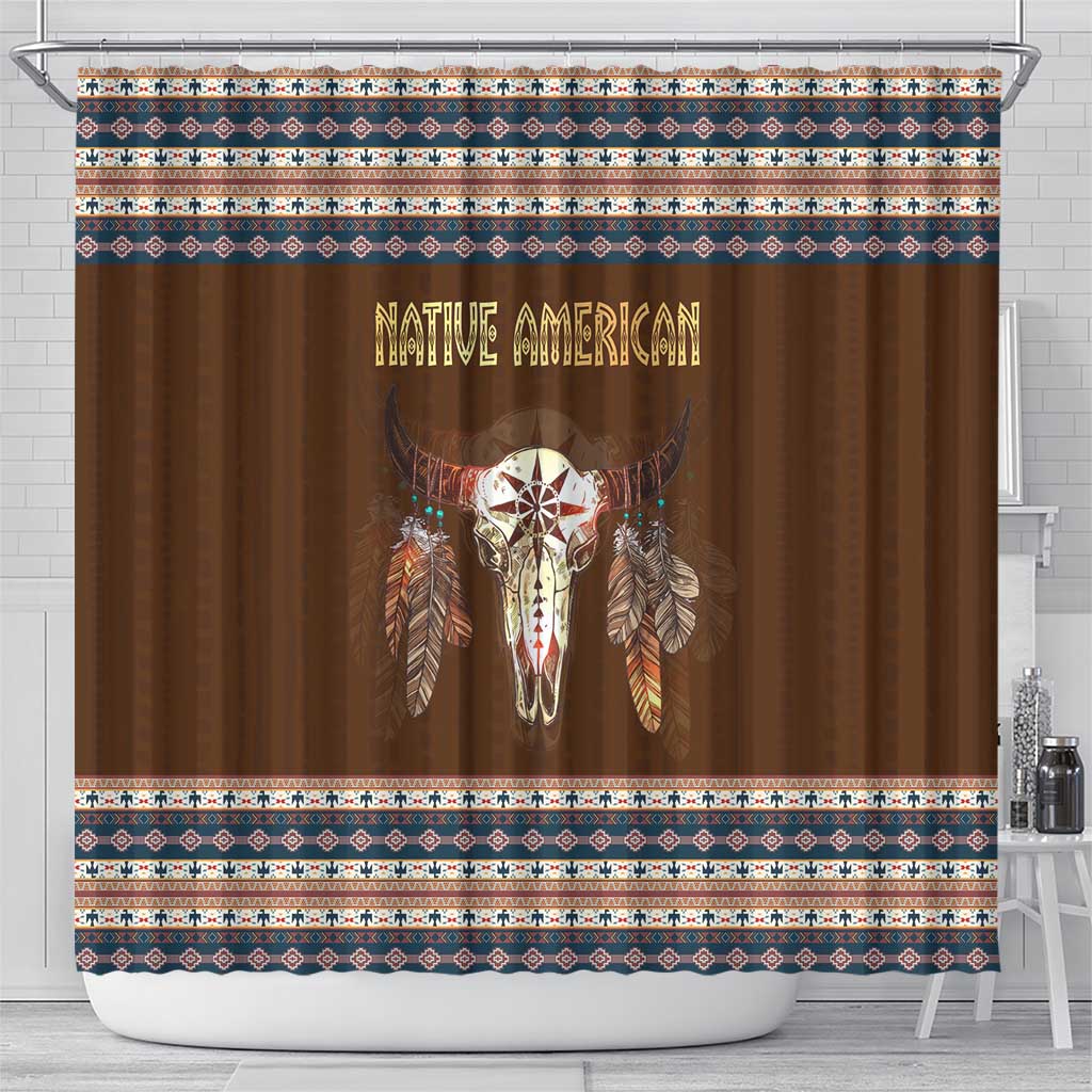 Native Skull Christmas Design Shower Curtain Xmas Holiday Patterns - Wonder Print Shop