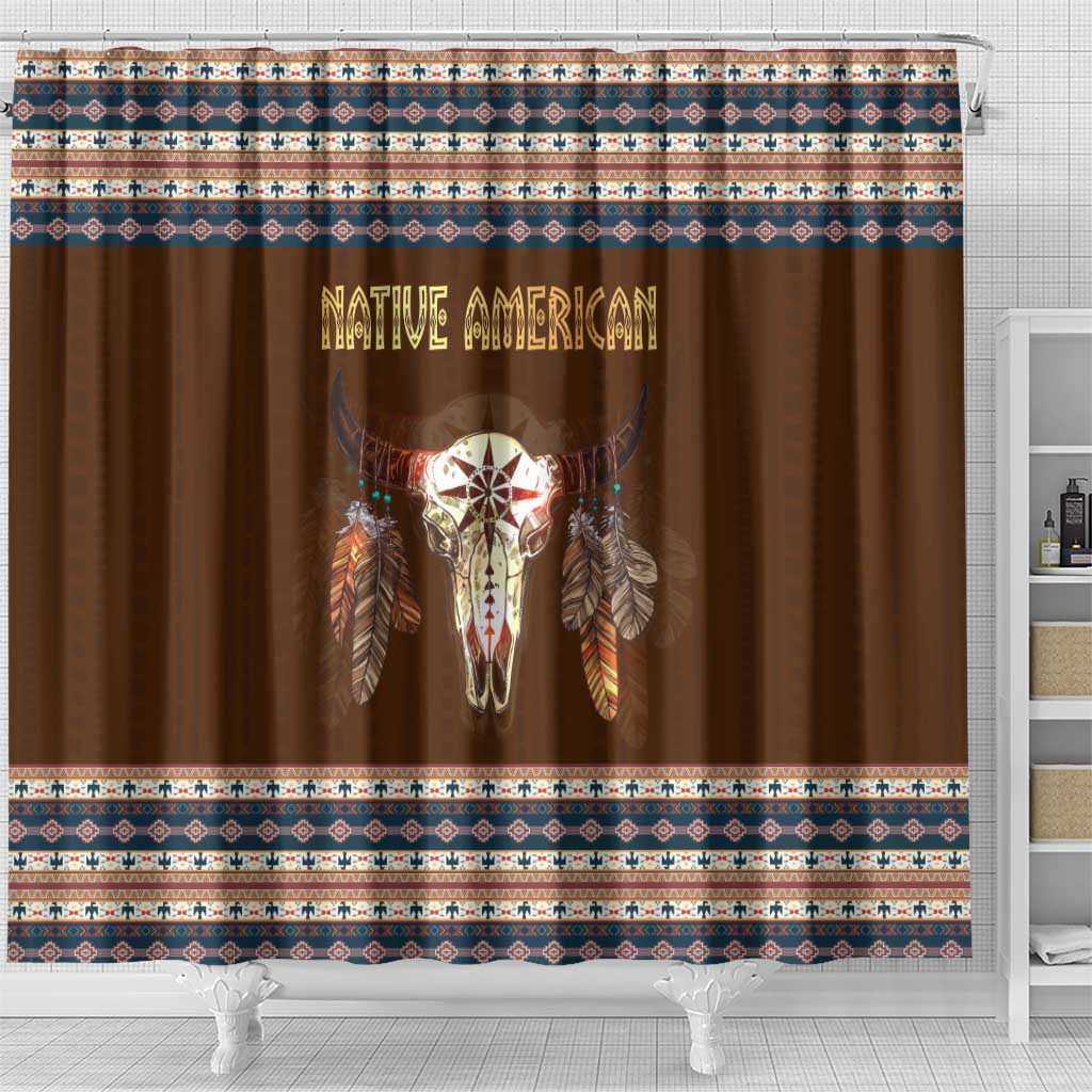 Native Skull Christmas Design Shower Curtain Xmas Holiday Patterns - Wonder Print Shop