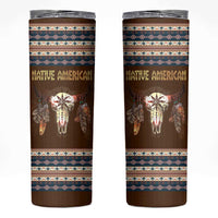 Native Skull Christmas Design Skinny Tumbler Xmas Holiday Patterns - Wonder Print Shop
