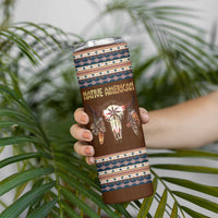 Native Skull Christmas Design Skinny Tumbler Xmas Holiday Patterns - Wonder Print Shop
