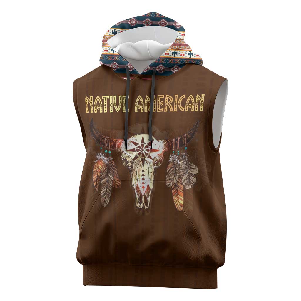 Native Skull Christmas Design Sleeveless Hoodie Xmas Holiday Patterns - Wonder Print Shop