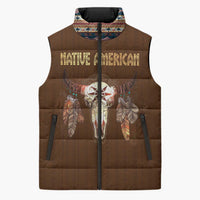 Native Skull Christmas Design Sleeveless Puffer Jacket Xmas Holiday Patterns - Wonder Print Shop