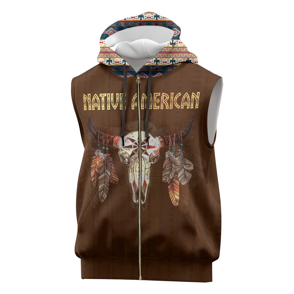 Native Skull Christmas Design Sleeveless Zip Hoodie Xmas Holiday Patterns - Wonder Print Shop