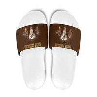 Native Skull Christmas Design Slide Sandals Xmas Holiday Patterns - Wonder Print Shop