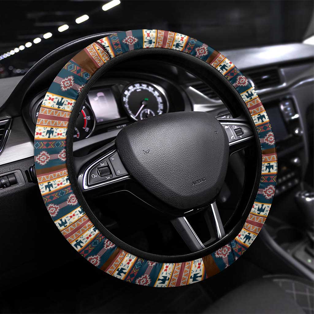 Native Skull Christmas Design Steering Wheel Cover Xmas Holiday Patterns - Wonder Print Shop