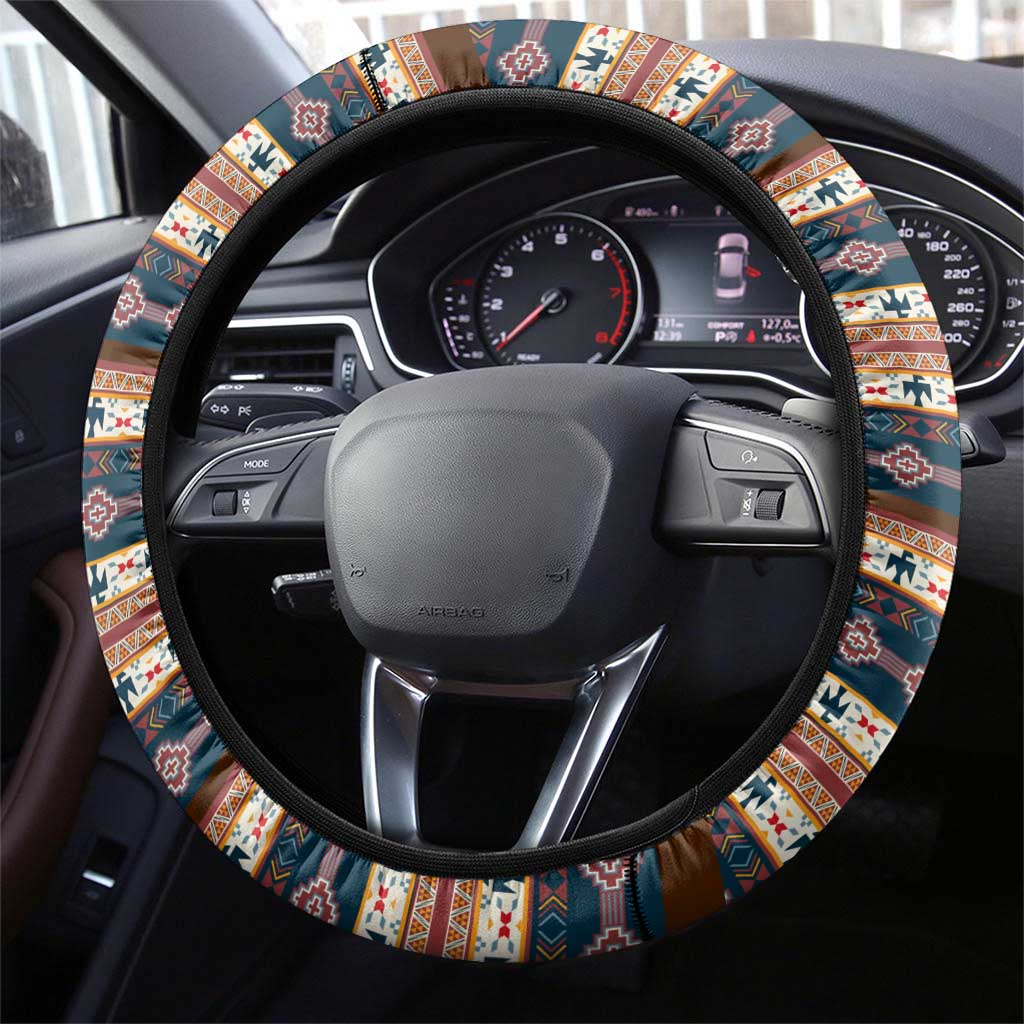 Native Skull Christmas Design Steering Wheel Cover Xmas Holiday Patterns - Wonder Print Shop