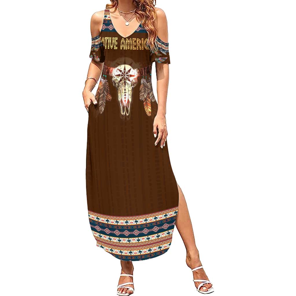 Native Skull Christmas Design Summer Maxi Dress Xmas Holiday Patterns - Wonder Print Shop