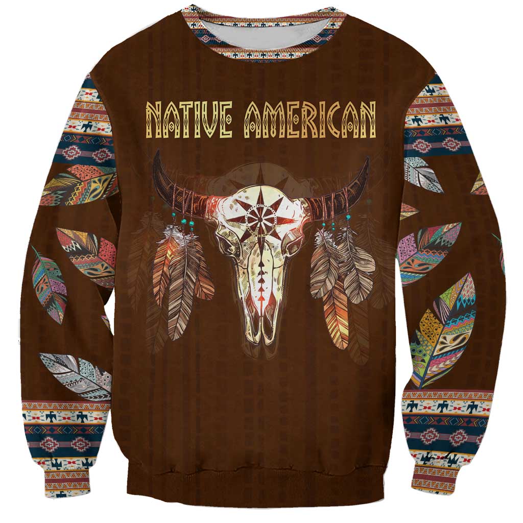 Native Skull Christmas Design Sweatshirt Xmas Holiday Patterns - Wonder Print Shop