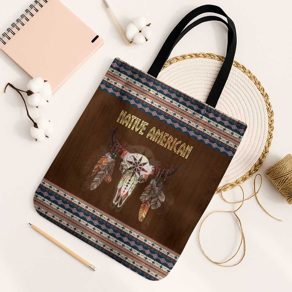Native Skull Christmas Design Tote Bag Xmas Holiday Patterns - Wonder Print Shop