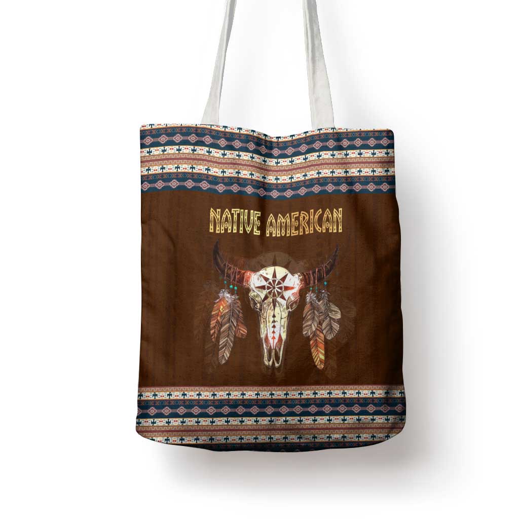 Native Skull Christmas Design Tote Bag Xmas Holiday Patterns - Wonder Print Shop