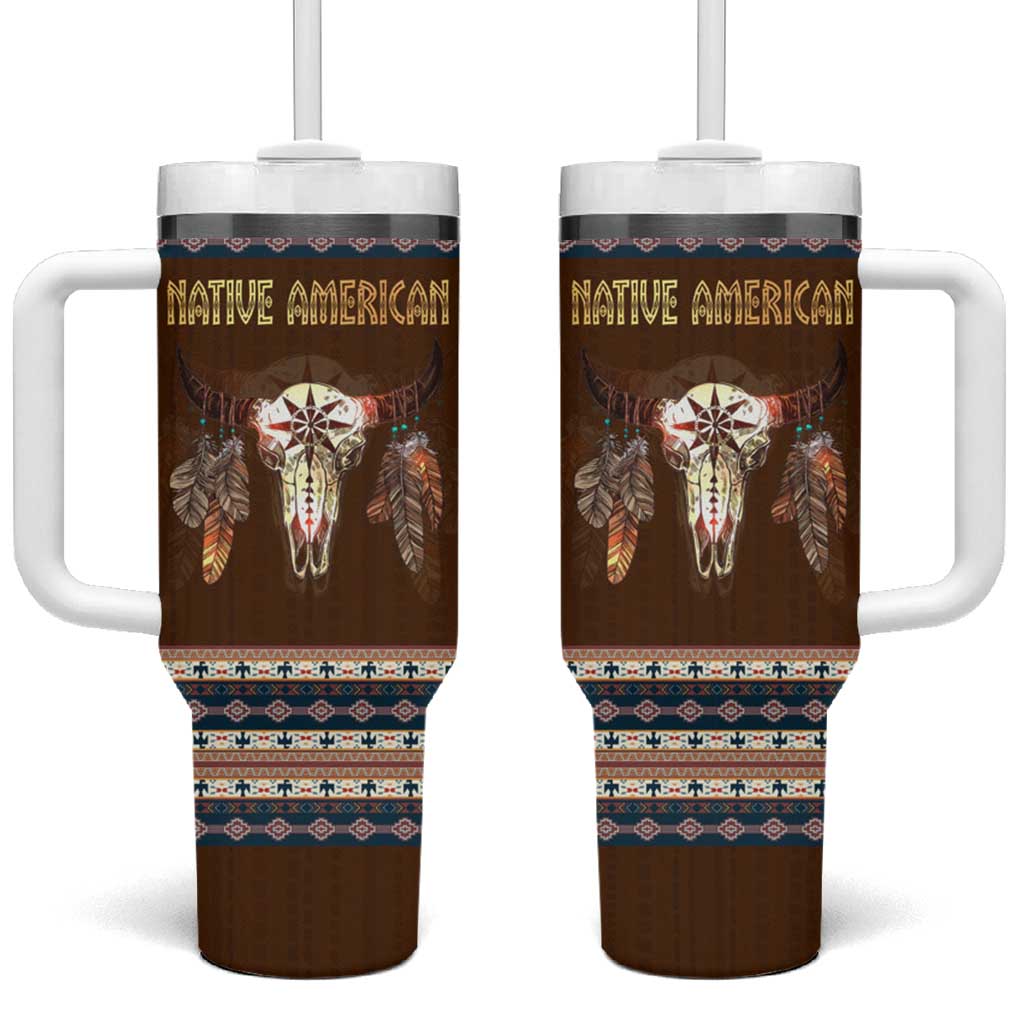 Native Skull Christmas Design Tumbler With Handle Xmas Holiday Patterns - Wonder Print Shop