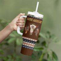 Native Skull Christmas Design Tumbler With Handle Xmas Holiday Patterns - Wonder Print Shop