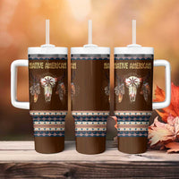 Native Skull Christmas Design Tumbler With Handle Xmas Holiday Patterns - Wonder Print Shop