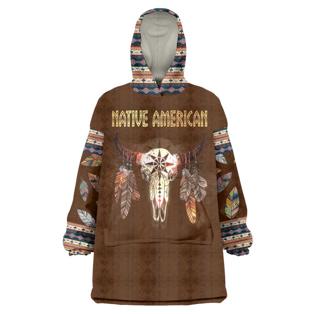 Native Skull Christmas Design Wearable Blanket Hoodie Xmas Holiday Patterns - Wonder Print Shop
