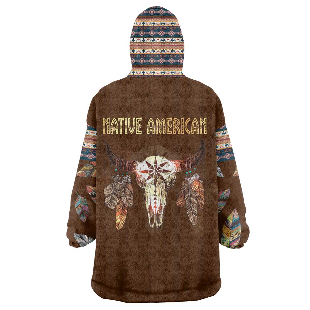 Native Skull Christmas Design Wearable Blanket Hoodie Xmas Holiday Patterns - Wonder Print Shop
