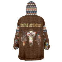 Native Skull Christmas Design Wearable Blanket Hoodie Xmas Holiday Patterns - Wonder Print Shop