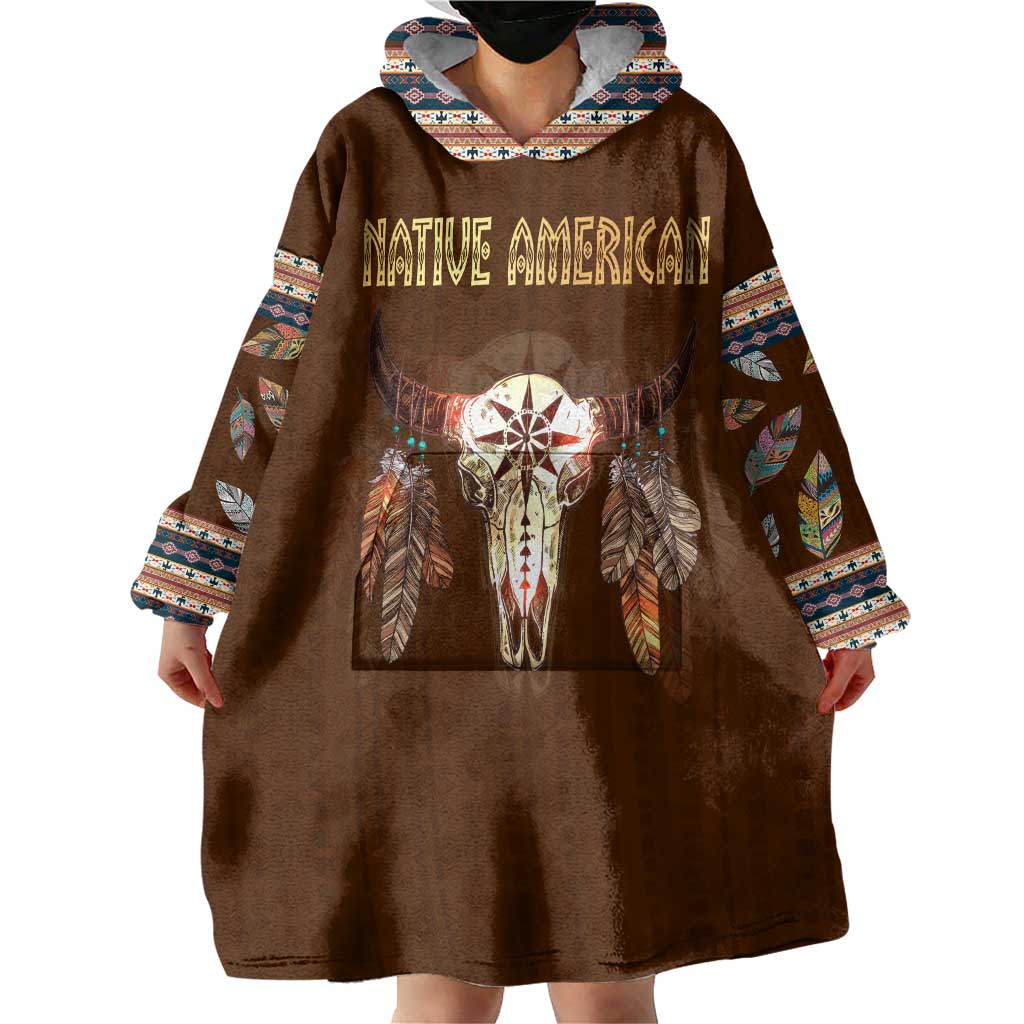 Native Skull Christmas Design Wearable Blanket Hoodie Xmas Holiday Patterns - Wonder Print Shop