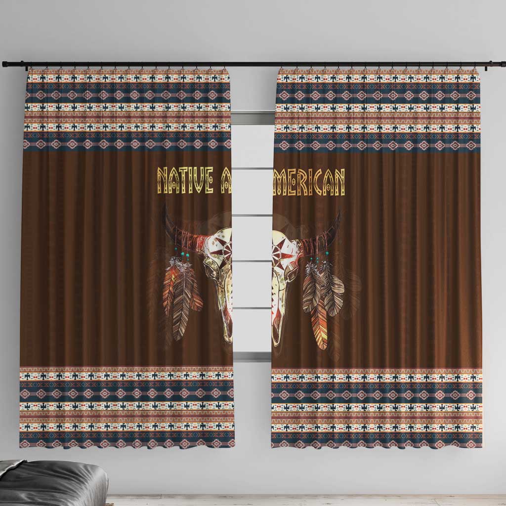 Native Skull Christmas Design Window Curtain Xmas Holiday Patterns - Wonder Print Shop