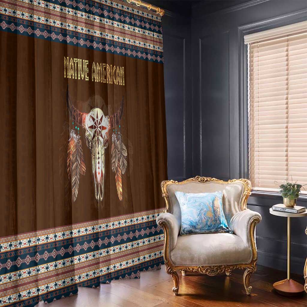Native Skull Christmas Design Window Curtain Xmas Holiday Patterns - Wonder Print Shop