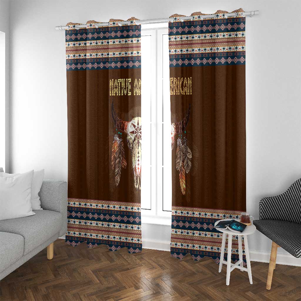 Native Skull Christmas Design Window Curtain Xmas Holiday Patterns - Wonder Print Shop
