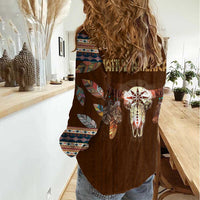 Native Skull Christmas Design Women Casual Shirt Xmas Holiday Patterns - Wonder Print Shop