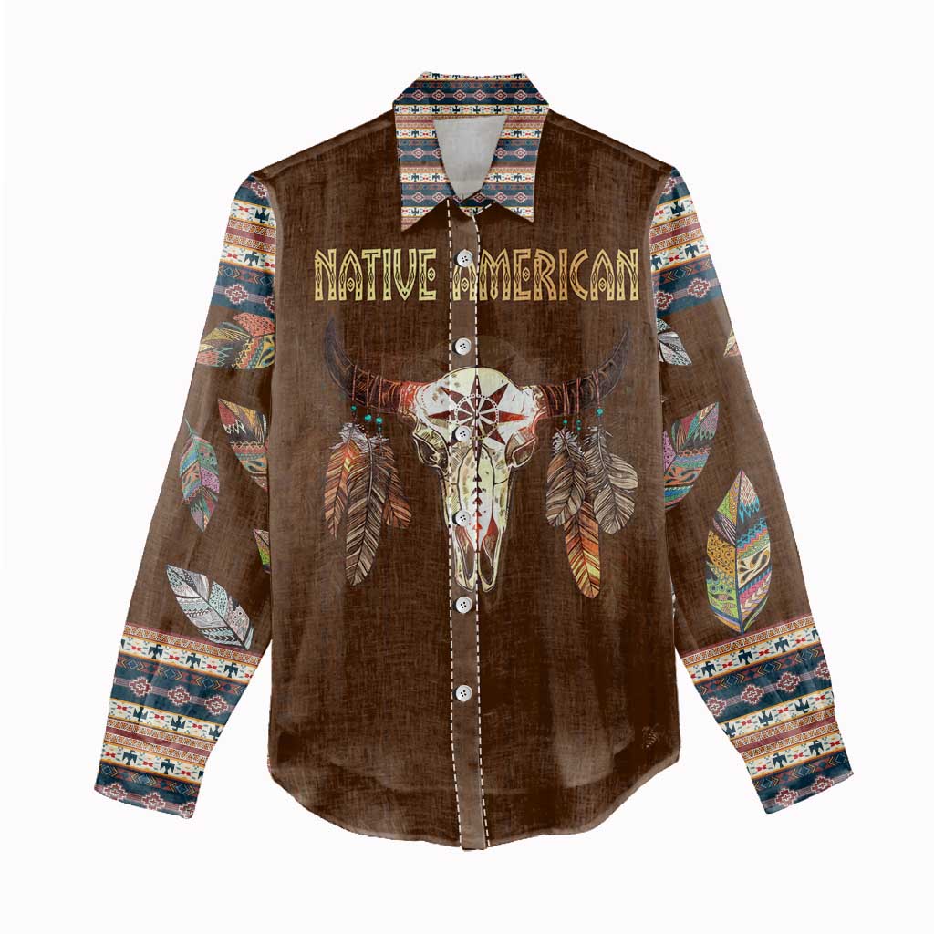 Native Skull Christmas Design Women Casual Shirt Xmas Holiday Patterns - Wonder Print Shop