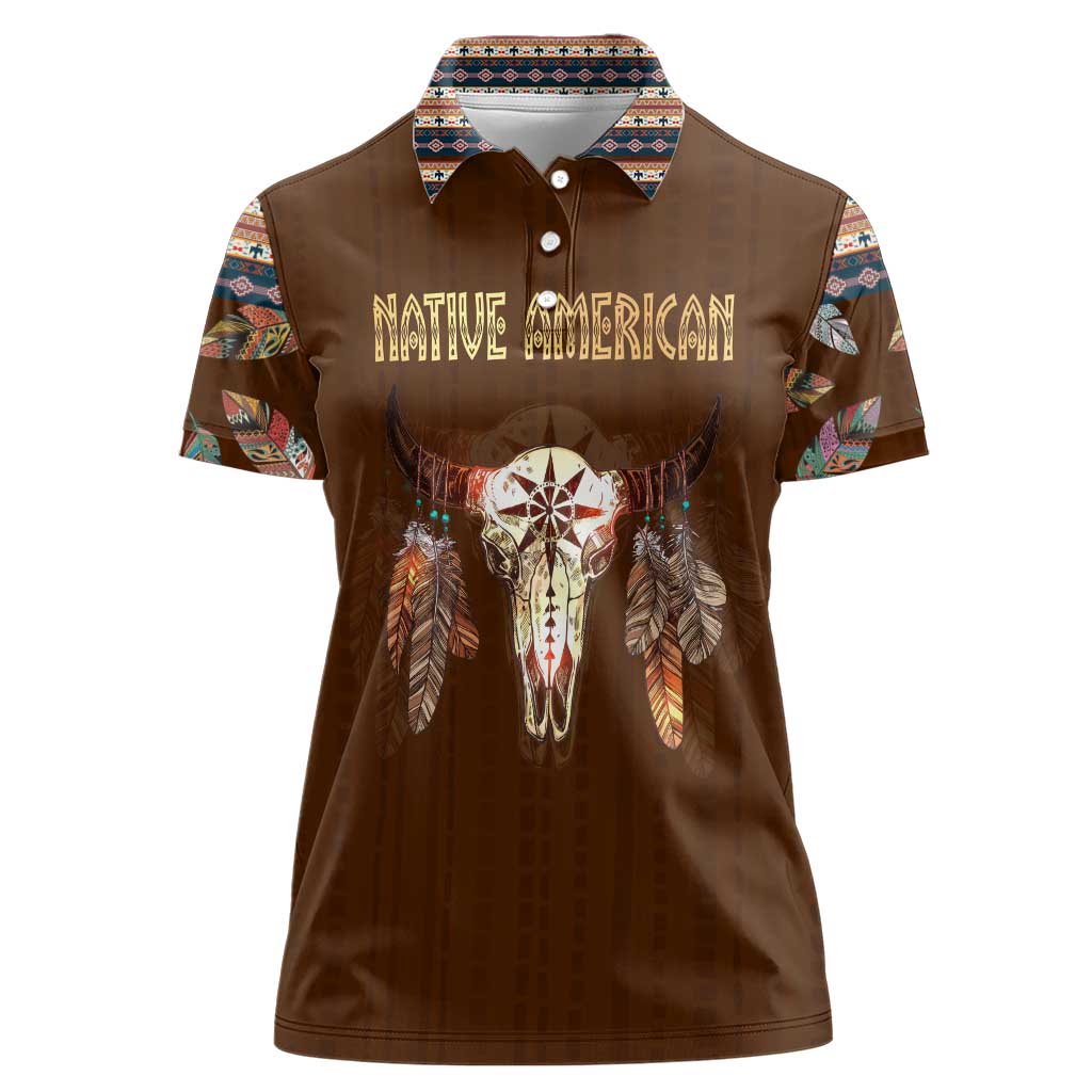 Native Skull Christmas Design Women Polo Shirt Xmas Holiday Patterns - Wonder Print Shop