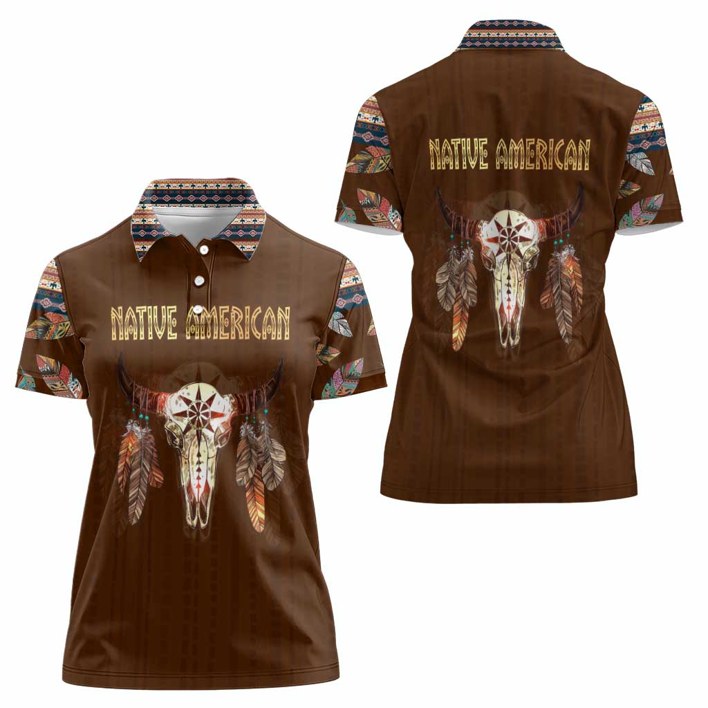 Native Skull Christmas Design Women Polo Shirt Xmas Holiday Patterns - Wonder Print Shop