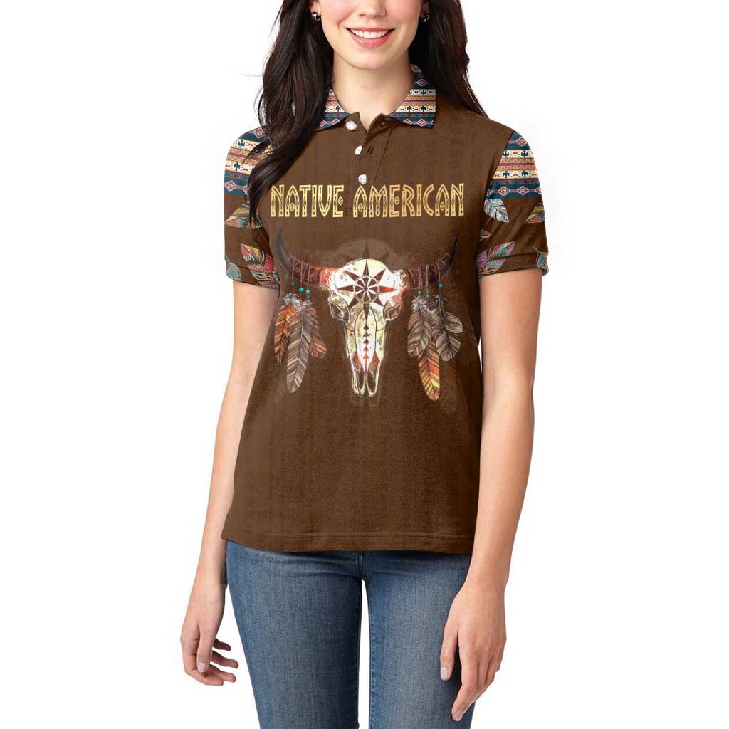 Native Skull Christmas Design Women Polo Shirt Xmas Holiday Patterns - Wonder Print Shop