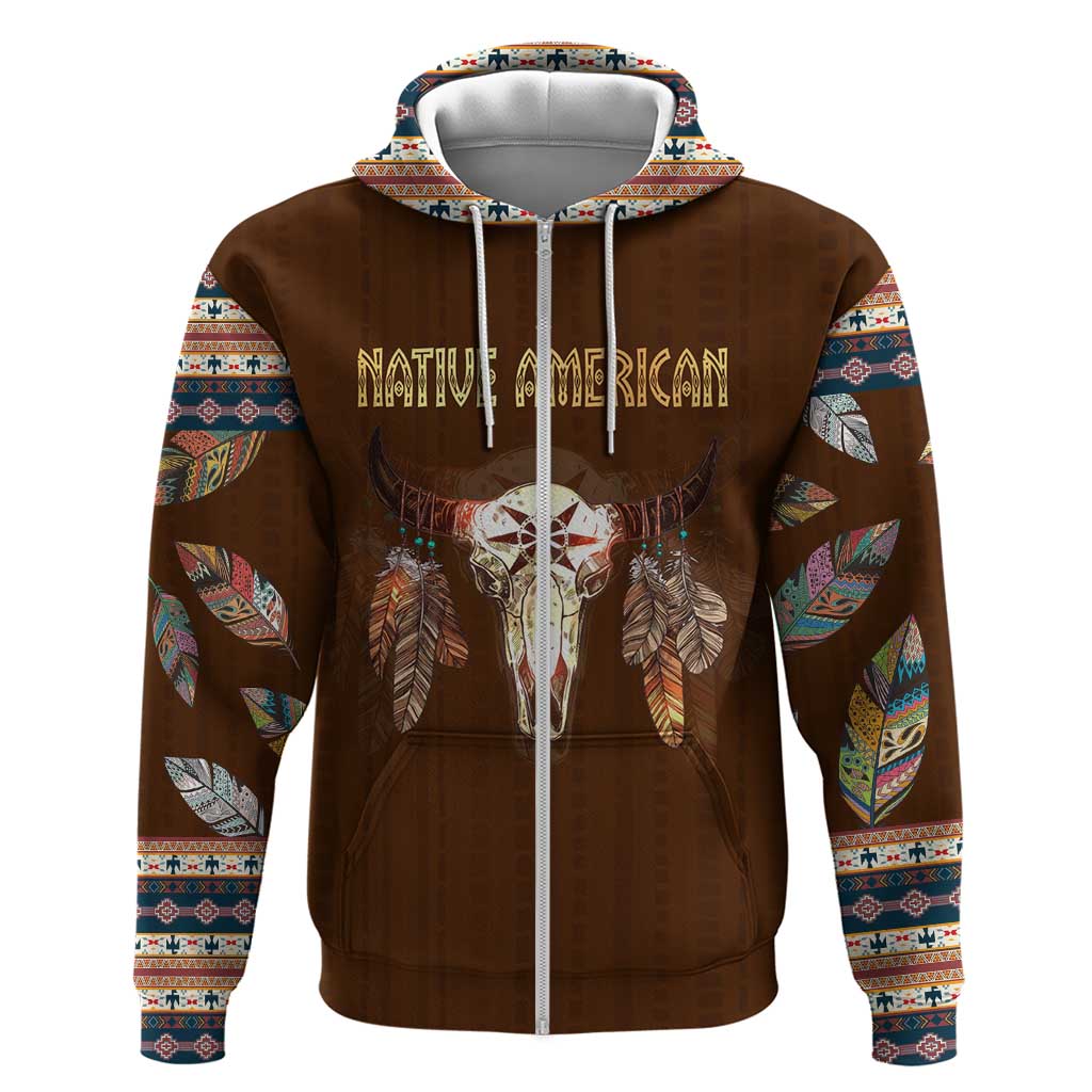 Native Skull Christmas Design Zip Hoodie Xmas Holiday Patterns - Wonder Print Shop
