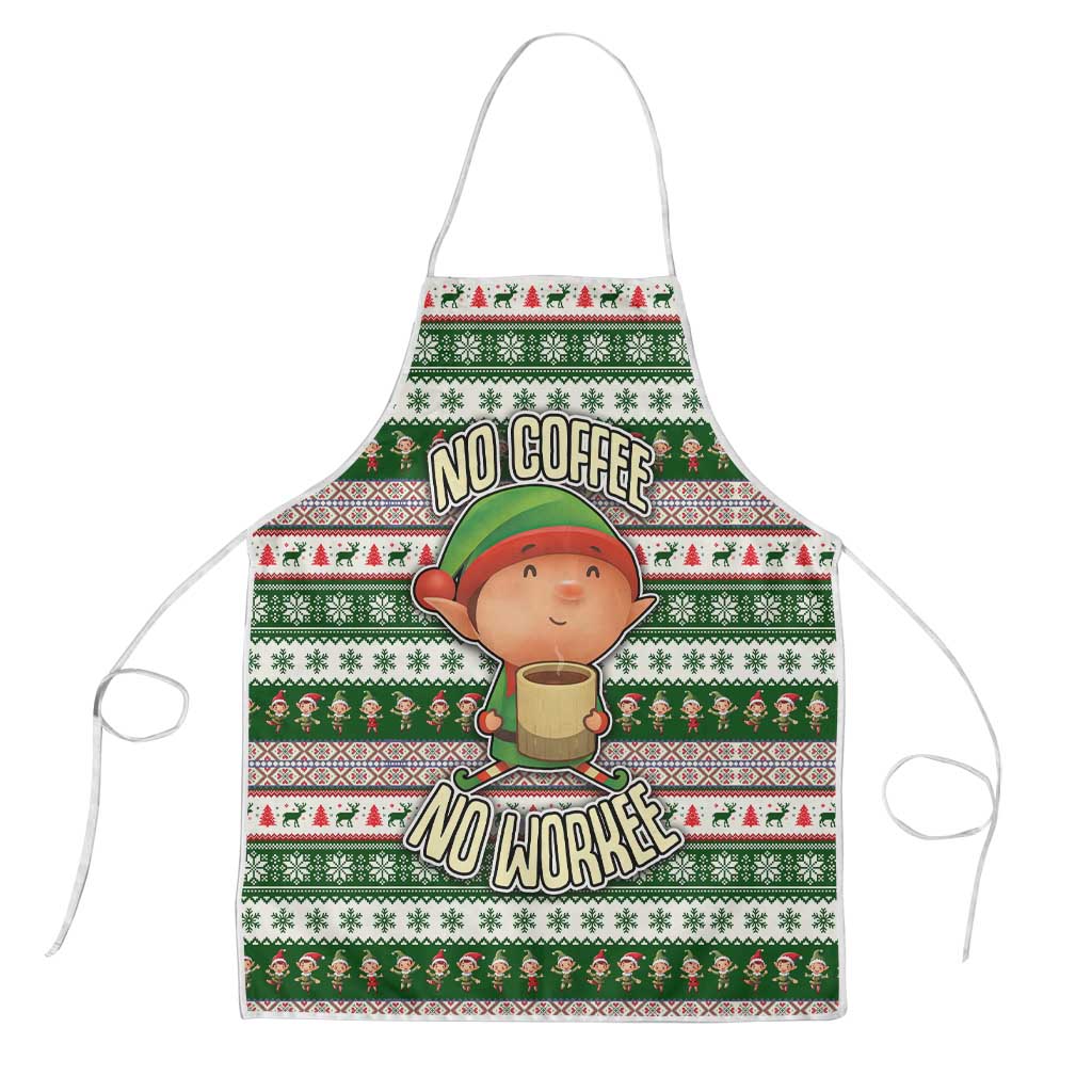 No Coffee No Workee Christmas Design Apron Xmas Holiday Patterns - Wonder Print Shop
